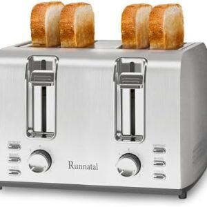 Elite Gourmet ECT-3100 Long Slot 4 Slice Toaster, Reheat, 6 Toast